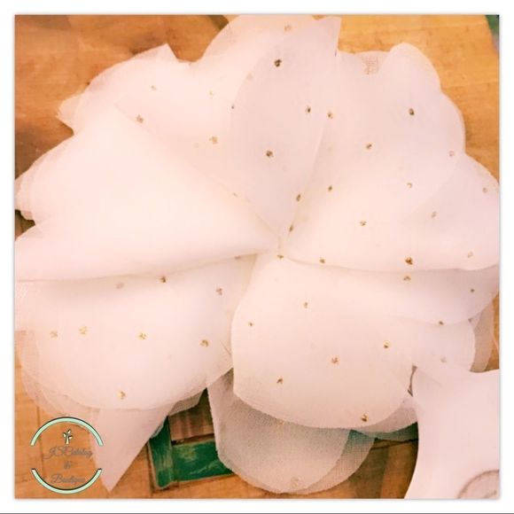 White FOE Headband with White Chiffon Flower - Picture 3 of 3